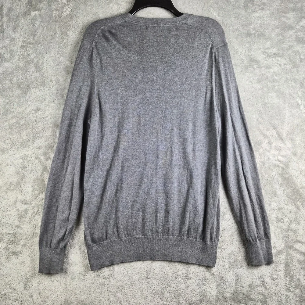 Banana Republic Sweater Mens Medium Gray Silk Cashmere Knit Luxury Blend V Neck